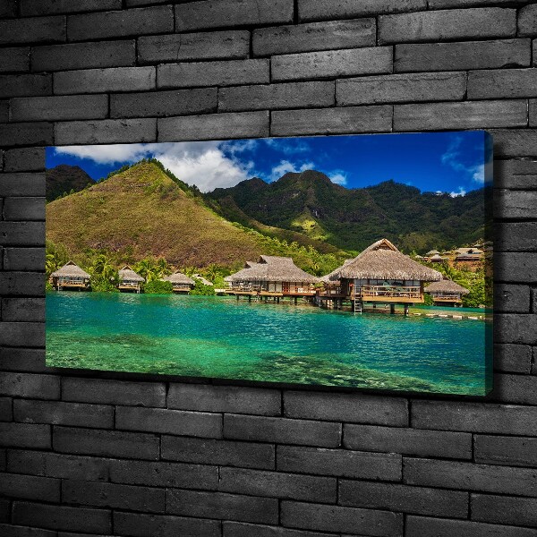 Fotocuadro en lienzo de alta calidad horizontal Bungalows sobre el agua