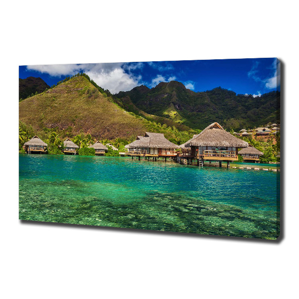 Fotocuadro en lienzo de alta calidad horizontal Bungalows sobre el agua
