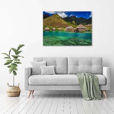 Fotocuadro en lienzo de alta calidad horizontal Bungalows sobre el agua