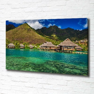 Fotocuadro en lienzo de alta calidad horizontal Bungalows sobre el agua