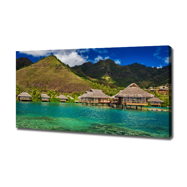 Fotocuadro en lienzo de alta calidad horizontal Bungalows sobre el agua