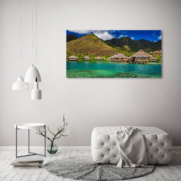 Fotocuadro en lienzo de alta calidad horizontal Bungalows sobre el agua