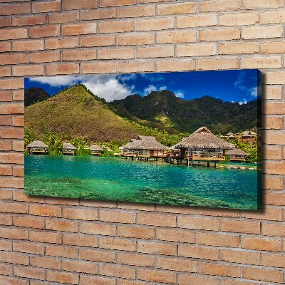 Fotocuadro en lienzo de alta calidad horizontal Bungalows sobre el agua