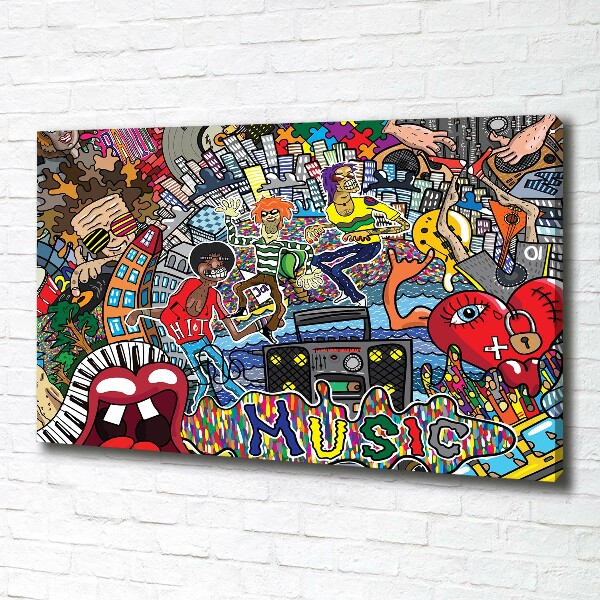 Cuadro canvas con impresión uv duradera horizontal Collage musical