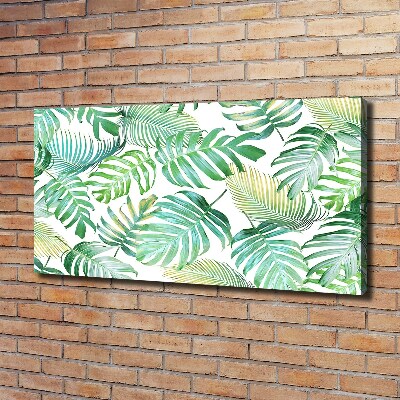 Cuadro canvas moderno de gran formato horizontal hojas tropicales