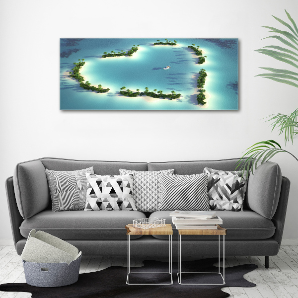 Cuadro canvas moderno de gran formato horizontal Islas en forma de corazón