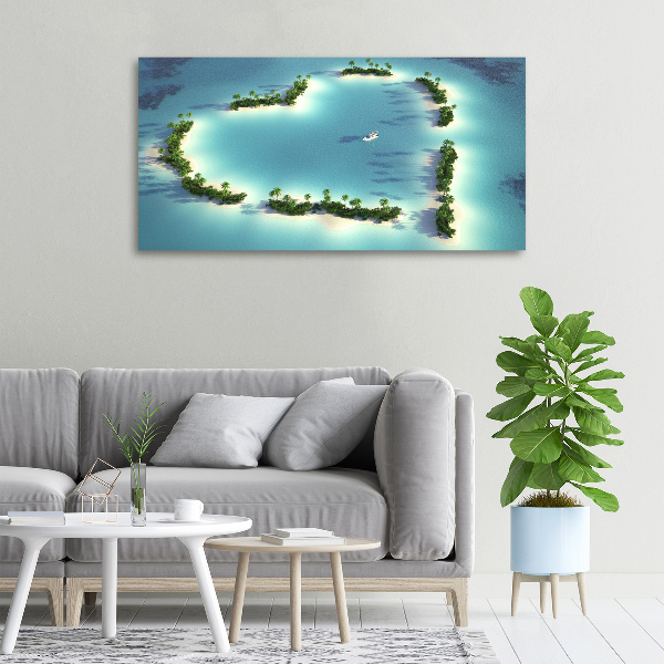 Cuadro canvas moderno de gran formato horizontal Islas en forma de corazón