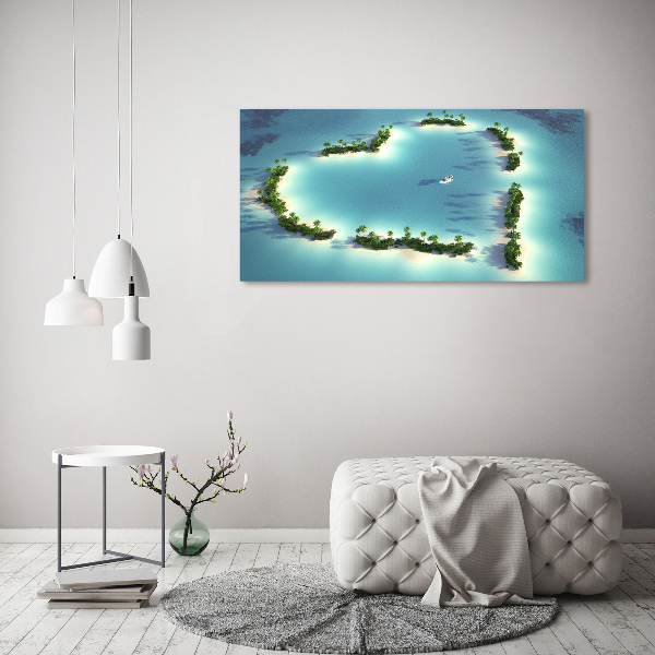 Cuadro canvas moderno de gran formato horizontal Islas en forma de corazón