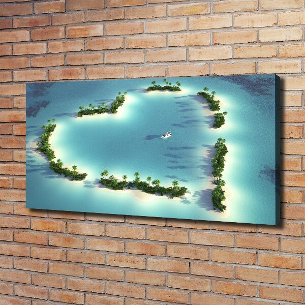 Cuadro canvas moderno de gran formato horizontal Islas en forma de corazón