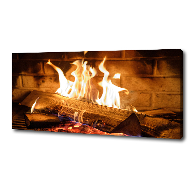 Foto en lienzo con acabado profesional horizontal Madera en la chimenea