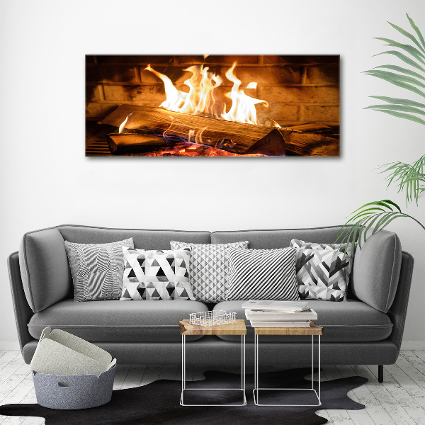 Foto en lienzo con acabado profesional horizontal Madera en la chimenea