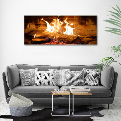 Foto en lienzo con acabado profesional horizontal Madera en la chimenea