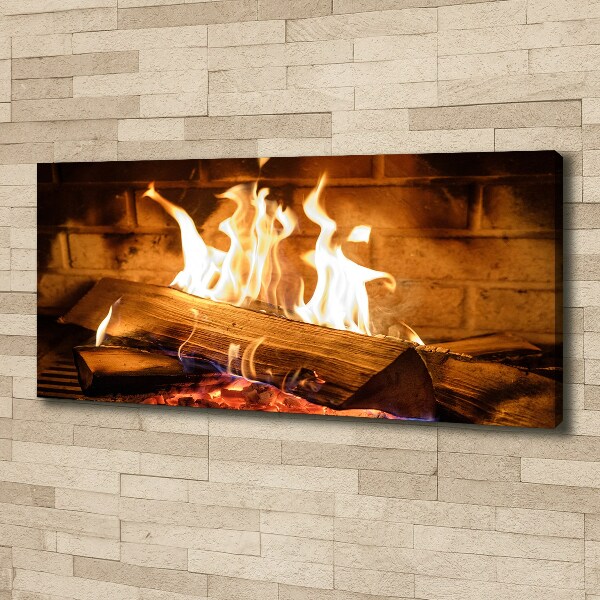 Foto en lienzo con acabado profesional horizontal Madera en la chimenea