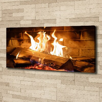 Foto en lienzo con acabado profesional horizontal Madera en la chimenea