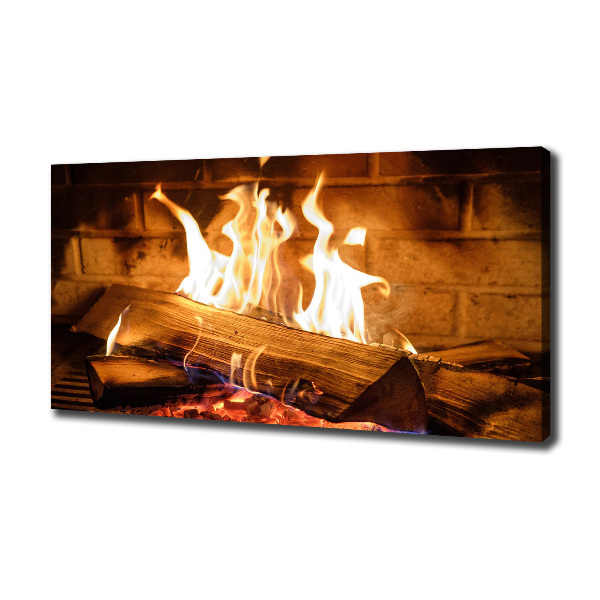 Foto en lienzo con acabado profesional horizontal Madera en la chimenea