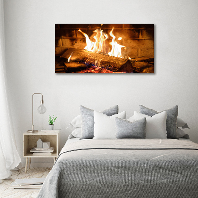 Foto en lienzo con acabado profesional horizontal Madera en la chimenea