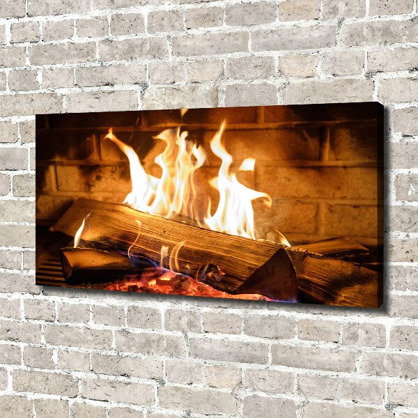 Foto en lienzo con acabado profesional horizontal Madera en la chimenea