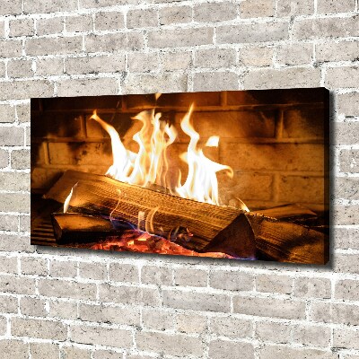 Foto en lienzo con acabado profesional horizontal Madera en la chimenea