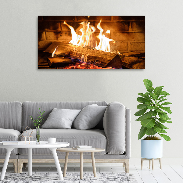 Foto en lienzo con acabado profesional horizontal Madera en la chimenea