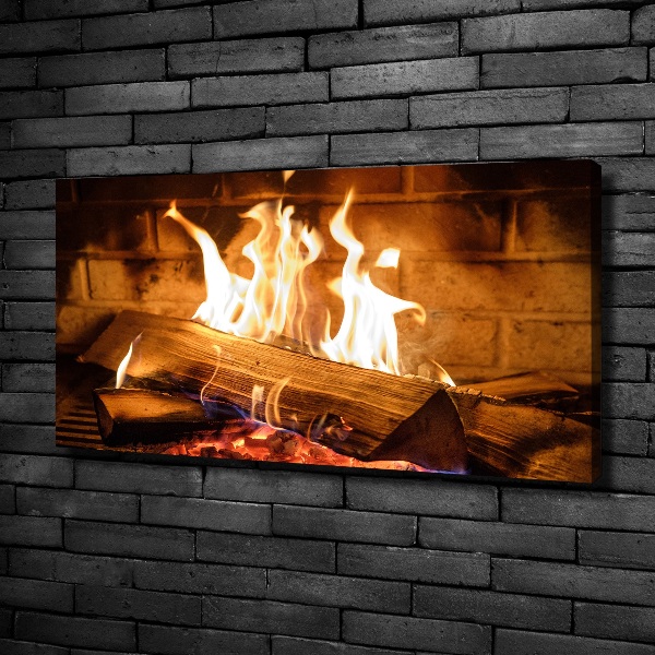 Foto en lienzo con acabado profesional horizontal Madera en la chimenea