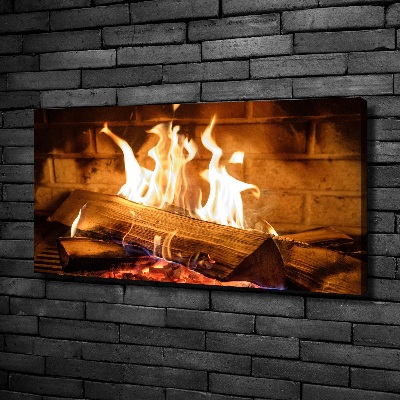 Foto en lienzo con acabado profesional horizontal Madera en la chimenea