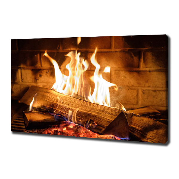 Foto en lienzo con acabado profesional horizontal Madera en la chimenea