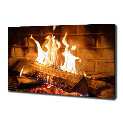 Foto en lienzo con acabado profesional horizontal Madera en la chimenea