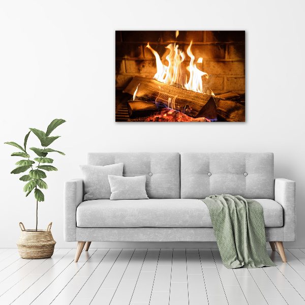Foto en lienzo con acabado profesional horizontal Madera en la chimenea