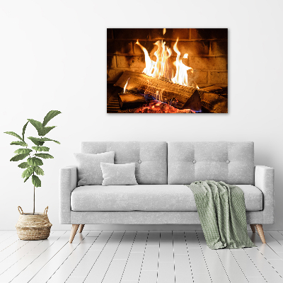 Foto en lienzo con acabado profesional horizontal Madera en la chimenea