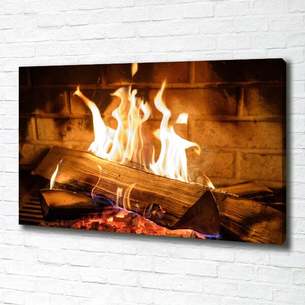 Foto en lienzo con acabado profesional horizontal Madera en la chimenea