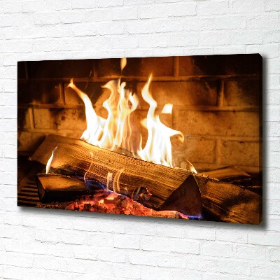 Foto en lienzo con acabado profesional horizontal Madera en la chimenea