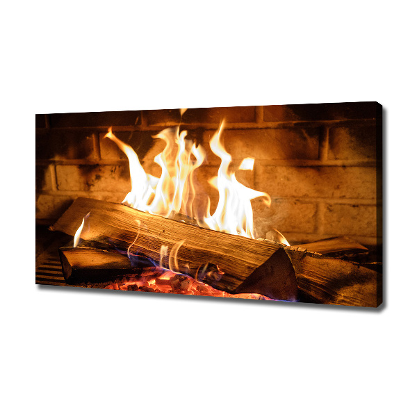 Foto en lienzo con acabado profesional horizontal Madera en la chimenea