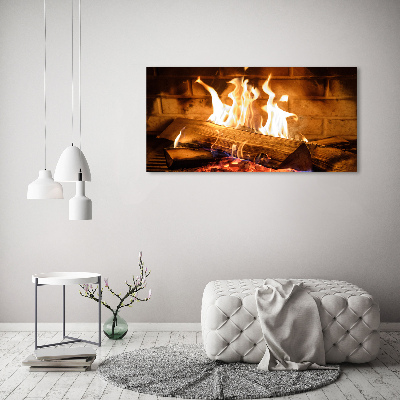 Foto en lienzo con acabado profesional horizontal Madera en la chimenea