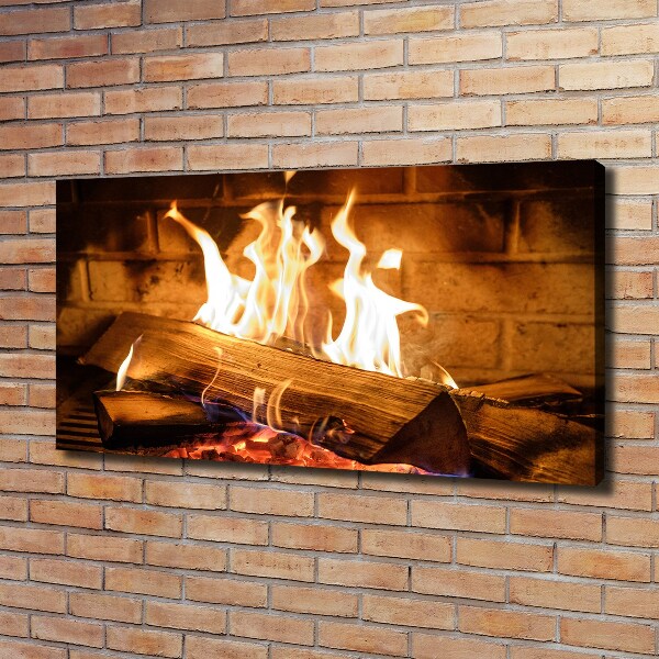 Foto en lienzo con acabado profesional horizontal Madera en la chimenea
