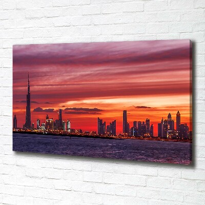 Cuadro canvas con impresión uv duradera horizontal Atardecer en Dubái