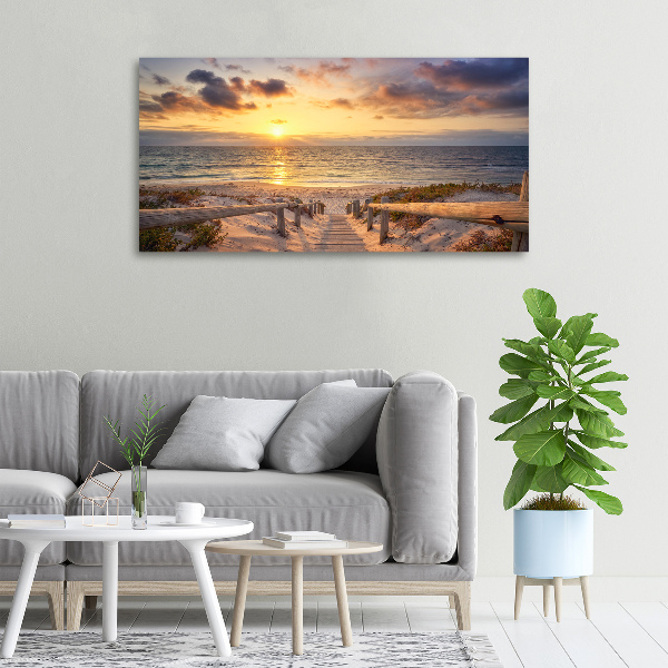 Cuadro canvas moderno de gran formato horizontal Camino a la playa