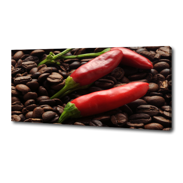 Cuadro canvas moderno de gran formato horizontal Chile y café