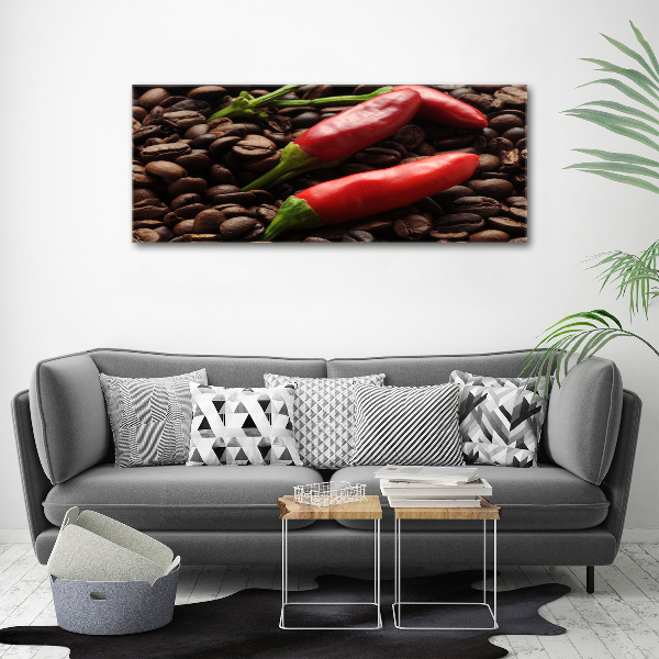 Cuadro canvas moderno de gran formato horizontal Chile y café