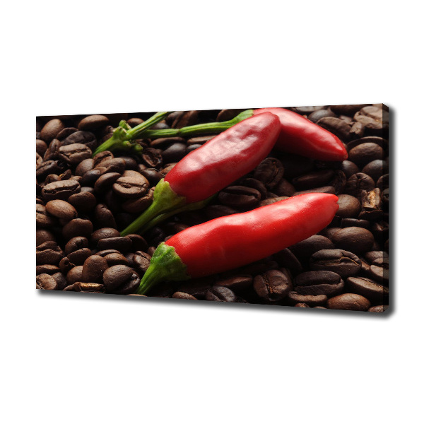 Cuadro canvas moderno de gran formato horizontal Chile y café