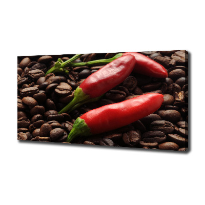 Cuadro canvas moderno de gran formato horizontal Chile y café