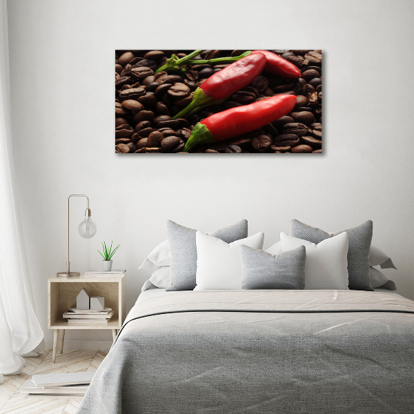 Cuadro canvas moderno de gran formato horizontal Chile y café