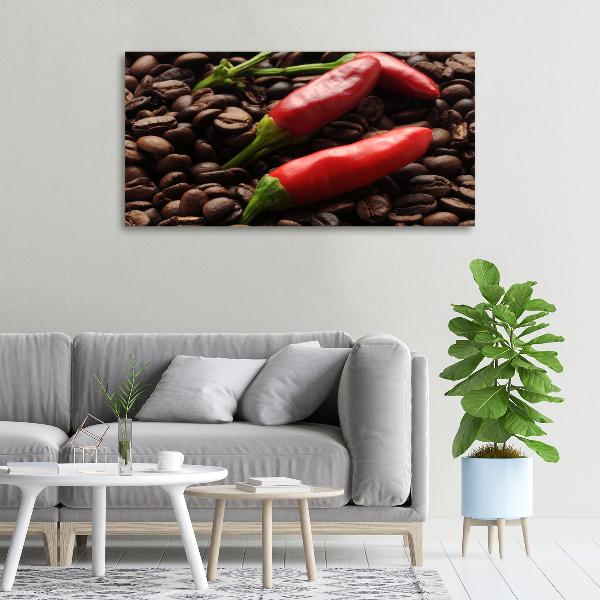 Cuadro canvas moderno de gran formato horizontal Chile y café