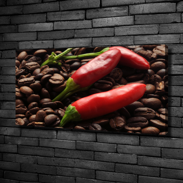 Cuadro canvas moderno de gran formato horizontal Chile y café