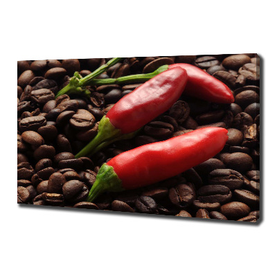 Cuadro canvas moderno de gran formato horizontal Chile y café