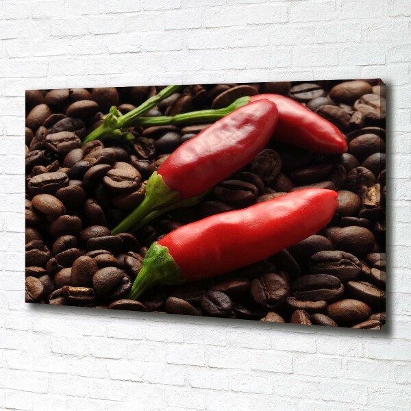 Cuadro canvas moderno de gran formato horizontal Chile y café