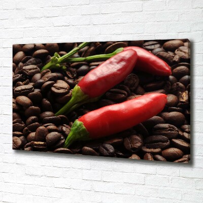 Cuadro canvas moderno de gran formato horizontal Chile y café