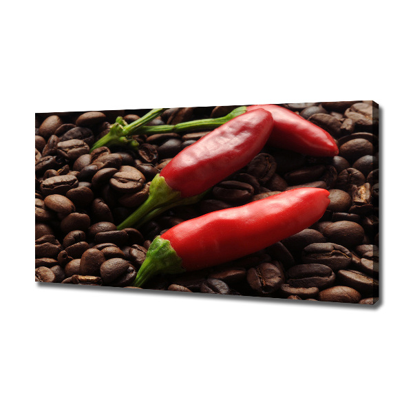 Cuadro canvas moderno de gran formato horizontal Chile y café
