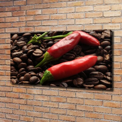 Cuadro canvas moderno de gran formato horizontal Chile y café