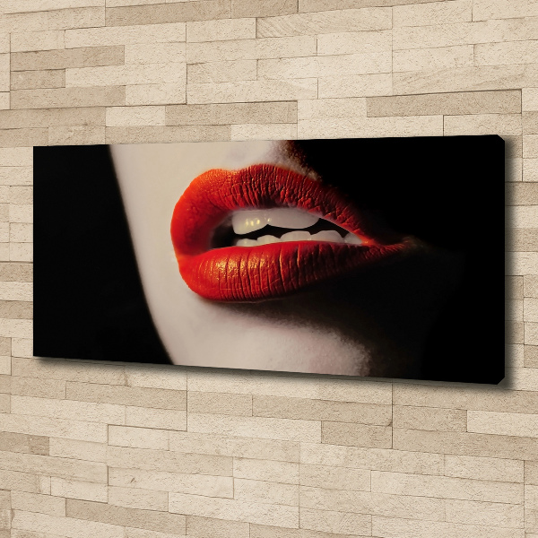 Cuadro canvas con impresión uv duradera horizontal labios rojos