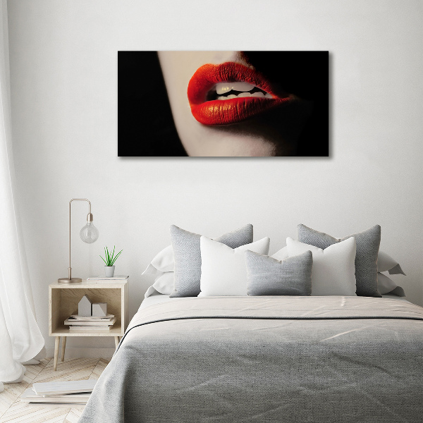 Cuadro canvas con impresión uv duradera horizontal labios rojos